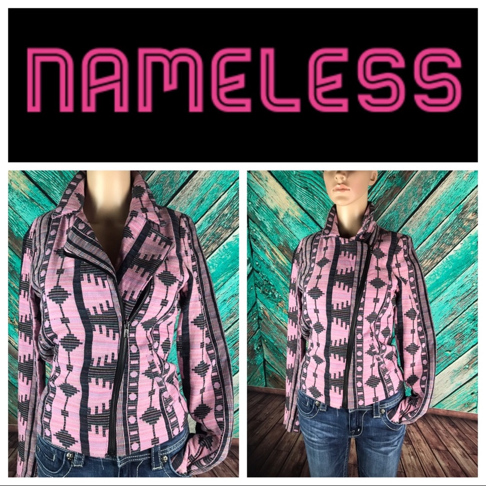 Nameless Brand Pink & Black Moto Jacket